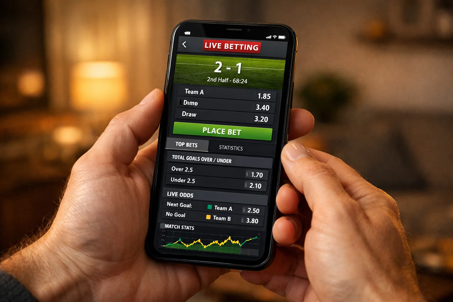 Utente che naviga piattaforma scommesse su smartphone