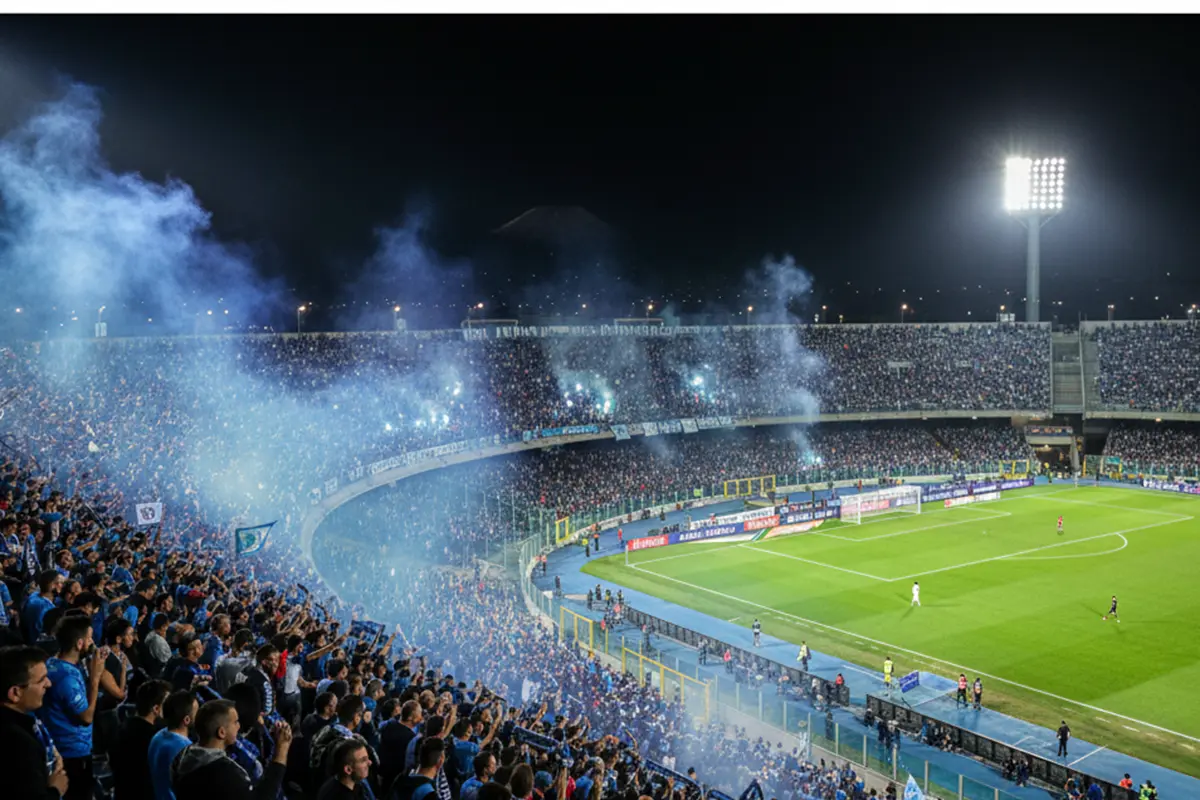 Veduta dello Stadio Diego Armando Maradona di Napoli gremito di tifosi azzurri