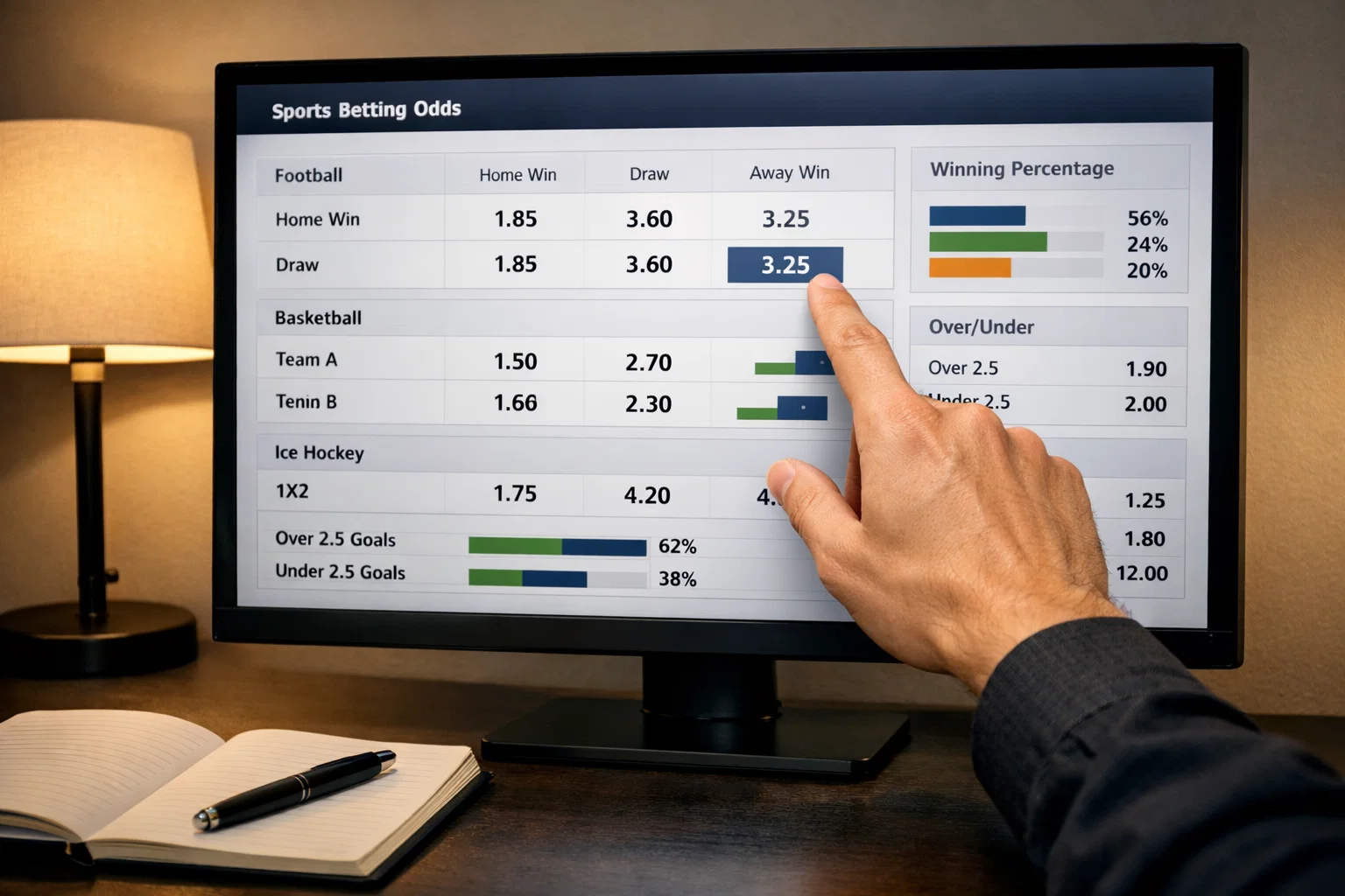 Monitor con quotazioni scommesse calcio