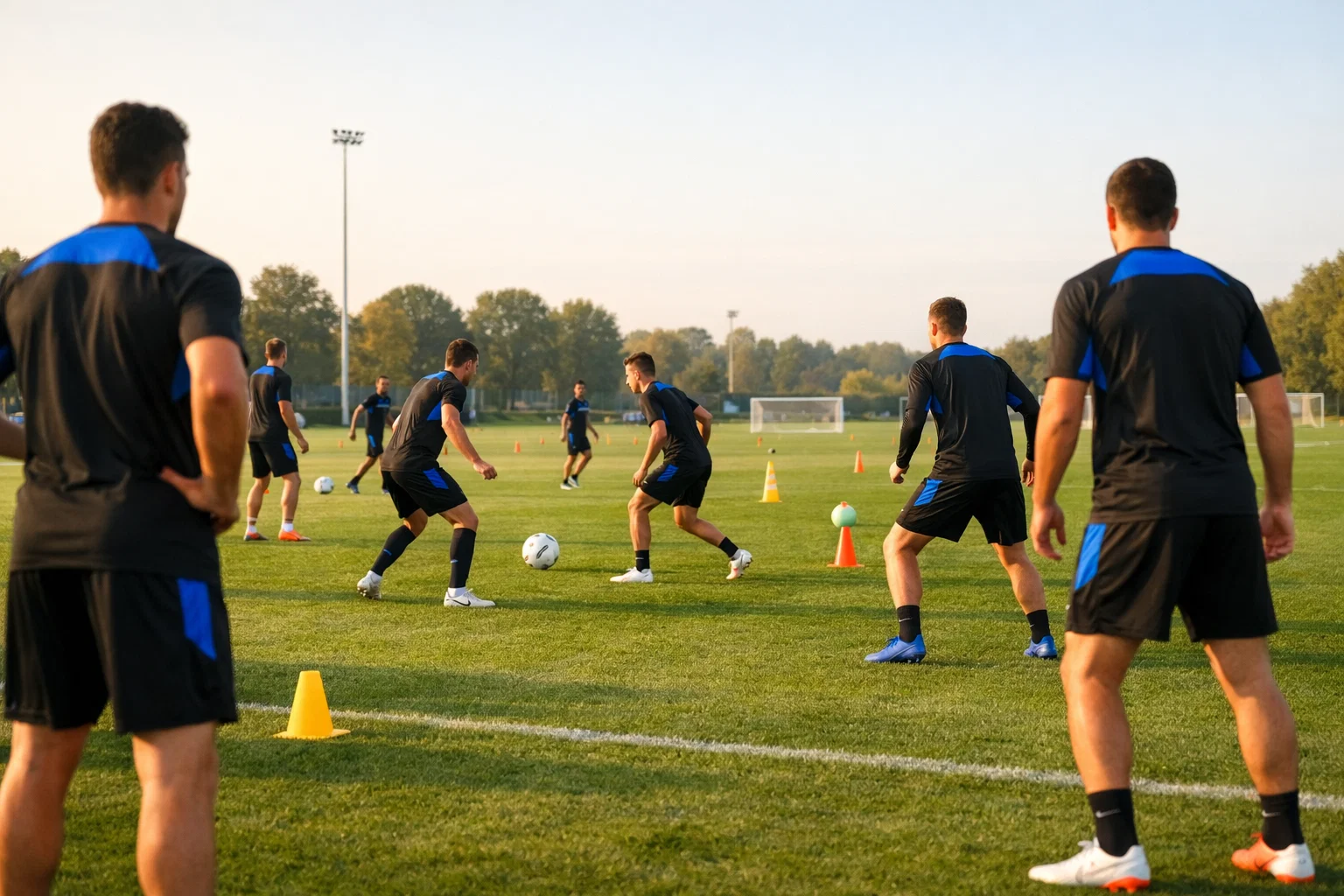 Giocatori Inter in campo durante allenamento